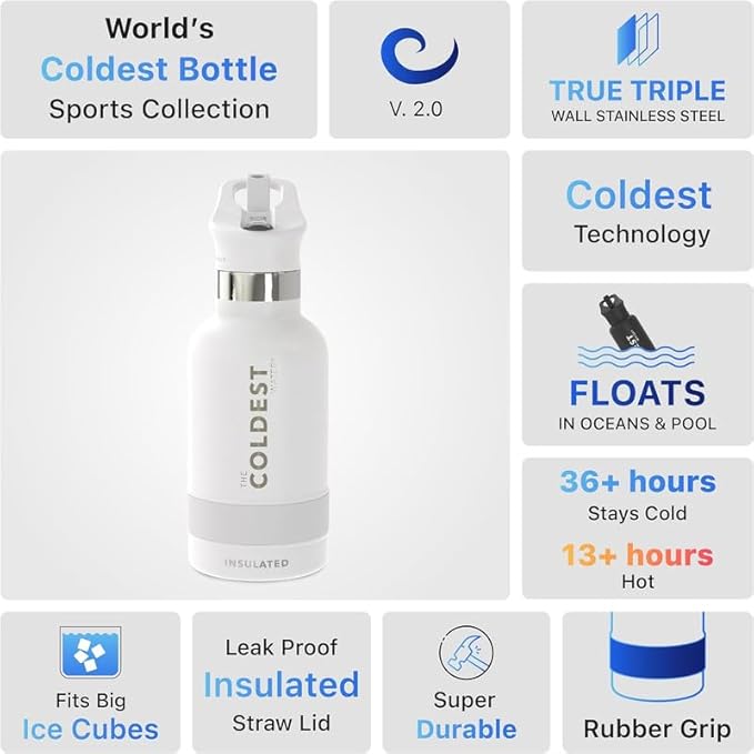 Coldest Insulated Water Bottle with Straw Lid - Stainless Steel Metal Insulated Bottle for Men & Women (Stardust Glitter, 40 oz)