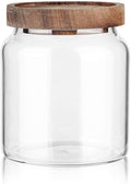 Labina Glass Storage Container Airtight Food Jars Kitchen Canister with Wood Lids, 20 Oz Wide Mouth Pantry Organization Glass Jar for Flour, Sugar, Cookie, Spagetti, Nuts and Candy