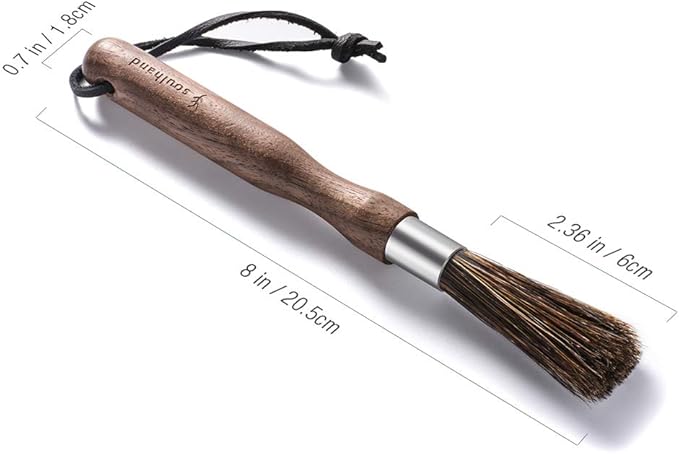 Coffee Brush Coffee Grinder Cleaning Brush Coffee Grinder Brush Natural Boar Bristles Walnut Handle with Suspension Band, Professional Equipment for Your Barista Home Kitchen