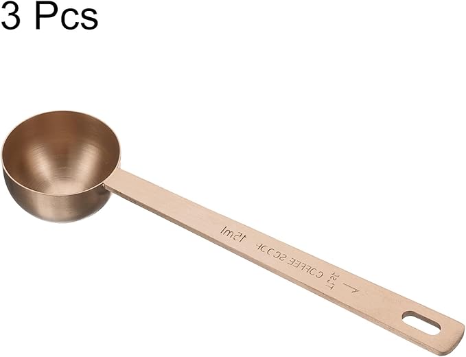 HARFINGTON 3pcs Coffee Scoop Spoon 1tbsp (3tsp, 15ml) 304 Stainless Steel Long Handle Teaspoon/Tablespoon Measuring Spoons Scoops for Tea Sugar Kitchen, Rose Gold