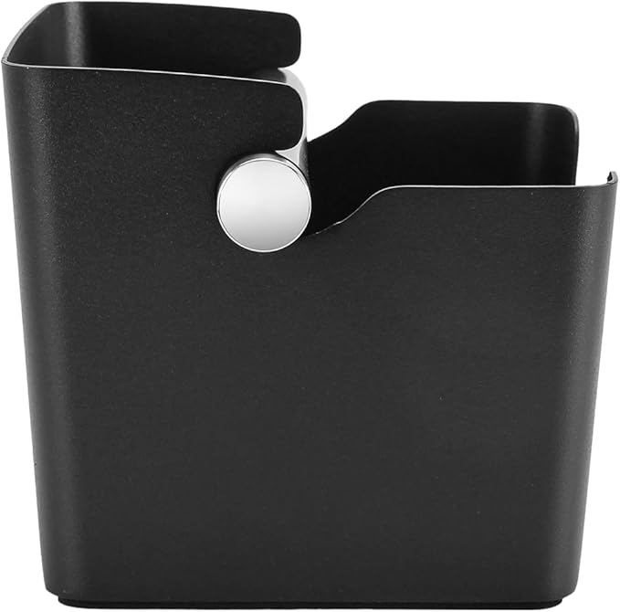 Knock Box Espresso, Stainless Steel Knock Box for Coffee Grounds, with Removable Rubber Bar and Anti-slip Pad, Small, Black