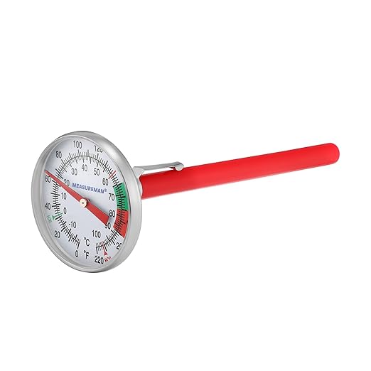 MEASUREMAN Instand Read 2” Dial 0~220℉/℃，Milk Thermometer，Milk Foam，Coffee Drinks Thermometer（2Pack）