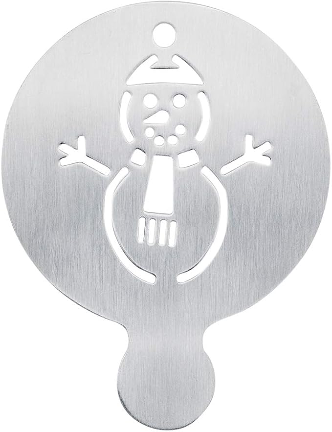 Restaurantware-Restpresso 4.35 Inch Latte Stencil, 1 Snowman Coffee Stencil - Winter Coffee Art Template, Decorate Cupcakes, Cakes, or Cookies, Stainless Steel Cappuccino Template, Heat-Resistant