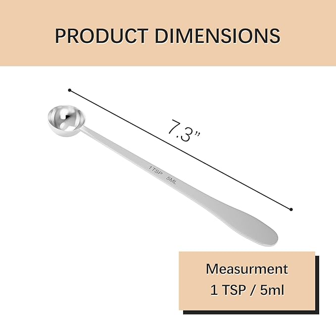 1PCS 1 Teaspoon(1tsp, 1/3tbsp, 5 ml) Single Measuring Spoon, Extra-long Handle Individual Measure Scoop, Stainless Steel Spoons Only