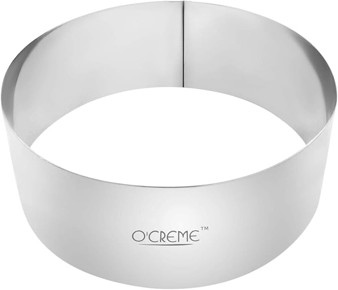 O'Creme Cake Ring Sturdy Stainless Steel Round Mousse Cake Ring Mold for Baking, Dessert Cake Decorating Pastry Rings 8 Inch Diameter x 3 Inch High
