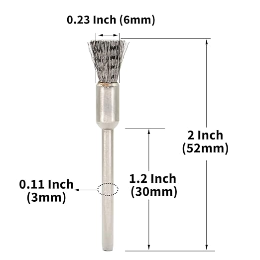 20PCS Wire Brushes - Metal Rust Removal, Polishing, Cleaning - 6mm Diameter, 3mm Shaft - Removes Burrs, Dust, and Oxide Layer - Handles Rough Surfaces - Designed for Industrial and DIY Enthusiasts