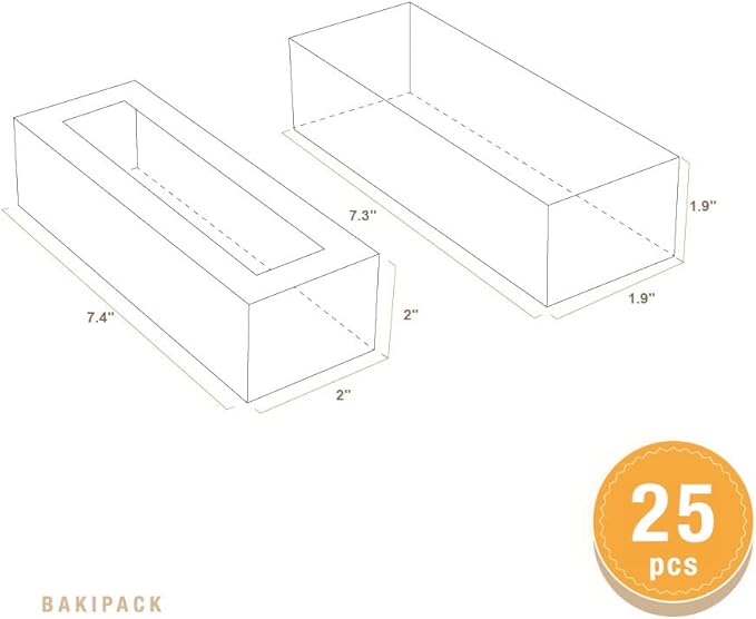 25 Macaron Boxes for 6 Macarons Kraft Macaron Boxes with Interior Measurement 7.3" x 1.9" x 1.9" Macarons Gift Boxes with Clear Window (without Macaron inside)