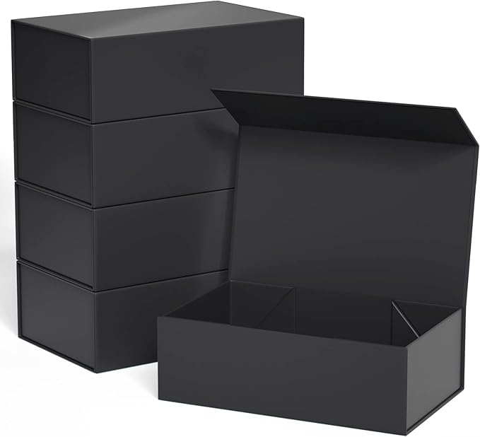 Gift Boxe 10" x 6" x 3" with Magnetic Closure Lid Gift Boxes for Presents,Bridesmaid Gifts Box,Cute Box,Birthday Gift box,Luxury for Gift Packaging, Magnetic Gift Box for Wrapping Gifts (Black/5PCS)