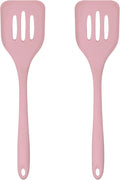 Silicone Slotted Turner Set – 2-Piece Set of Turner Spatulas for Eggs and Pancakes – Kitchen Tools & Accessories with Comfortable Handles, Heat-Resistant Utensils for Cooking and Baking – Pastel Pink