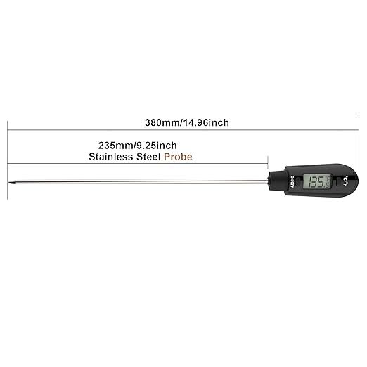 Efeng Digital Meat Thermometer Candy Thermometer Spatula Thermometerwith Pot Clip & 9" Probe – Fast Instant Read Digital Food Thermometer for Candy Chocolate Jam Meat, BPA Free Silicon Frying