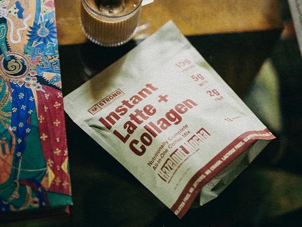 STRONG COFFEE COMPANY Instant Hazelnut Latte - 15g Protein, Instant Protein Coffee with Collagen, Adaptogens & Nootropics, No Crash, No Jitters, 12 Servings Bag