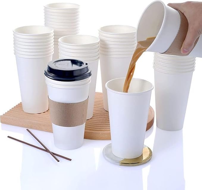 Paper Cups 20 oz 500 Pack for Coffee & Tea 20 oz Made in USA | Bulk 500 Count for Home, Office, Restaurants & Parties | Recyclable Disposable 20 Ounce To-Go Cups for Hot Drinks