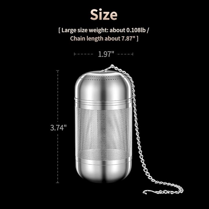 316 Stainless Steel Tea Infuser Reusable Tea Steeper Extra Fine Mesh Tea Infuser Tea Strainer for Loose Leaf Tea Spices and Seasonings (1 Pack - Large)