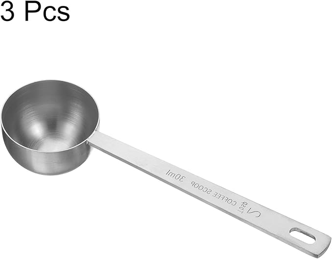 HARFINGTON 3pcs Coffee Scoop Spoon 2tbsp (6tsp, 30ml) 304 Stainless Steel Long Handle Teaspoon/Tablespoon Measuring Spoons Scoops for Tea Sugar Kitchen, Silver