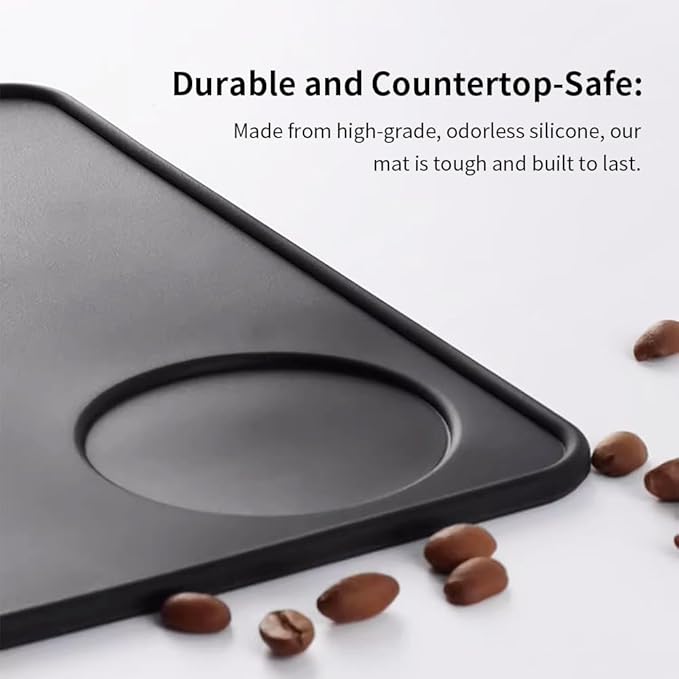 Non-Slip Silicone Espresso Coffee Tamper Mat 5.9x7.87inch Coffee Powder Pad Coffee Press Counter Mat Espresso Machine Tamp Mat Tamping Mat for Barista Tools and Accessories (Black）