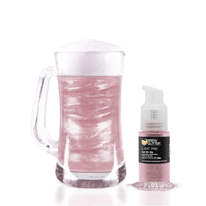 Bakell's Light Pink Brew Glitter Spray Pump (25 gram, 1x Unit) | Edible Glitter for Cocktails, Mocktails and Beverages