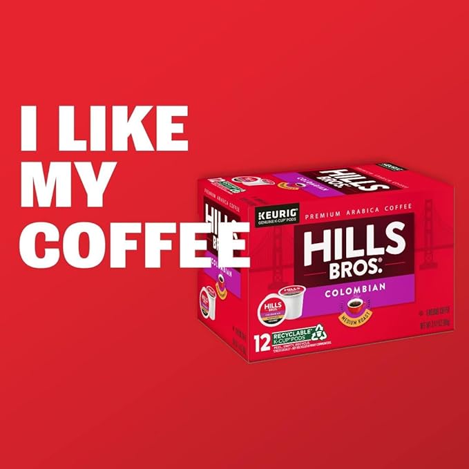 Hills Bros. Colombian Blend Keurig K-Cup Pods for Keurig Brewers – Medium Roast Premium Arabica Blend, Kosher – 1 Pack of 12 Single Serve Pods