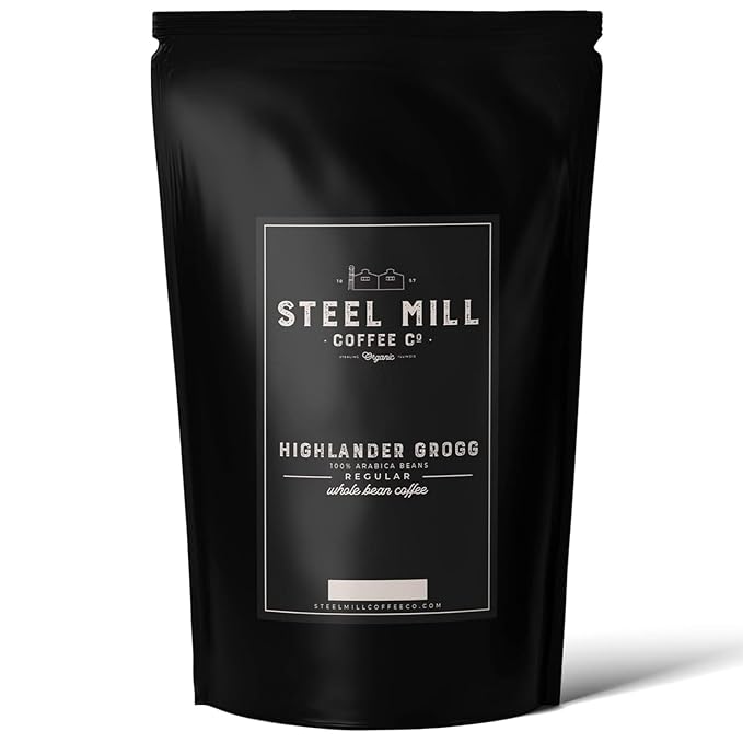 Steel Mill Coffee Co. - Highlander Grogg Flavored Coffee - Ground - Regular - Medium Roast - 100% Arabica Beans - Vegan - Gluten-Free - Sugar-Free - 2lb Bag