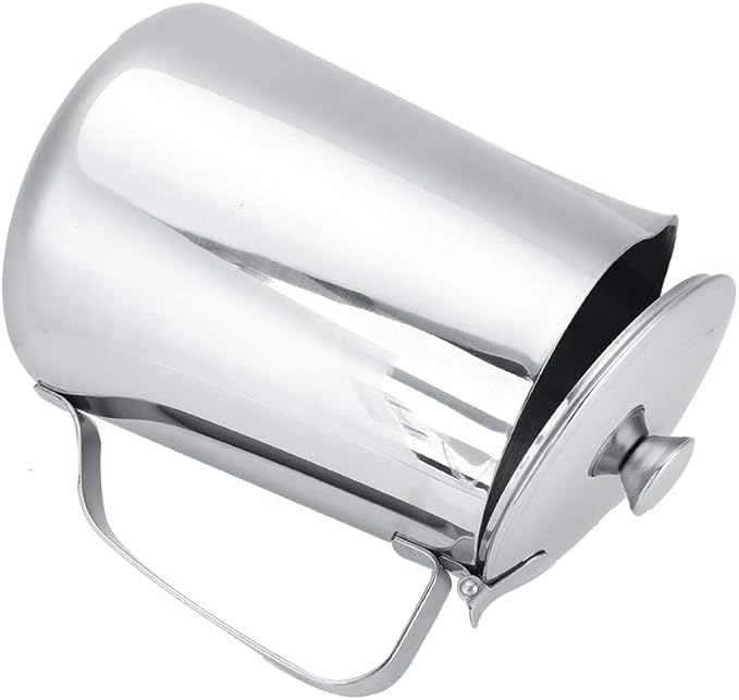 Stainless Steel Milk Frothing Pitcher, Stainless Steel Coffee Cup Mug Milk Frothing Pitcher Jug with Lid for Latte Coffee Art for Office Kitchen with handle(1500ML)