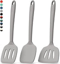 Coukre Silicone Spatula Set of 3, High Heat Resistant, BPA-Free, Kitchen Utensils, Fish Spatula, Solid & Slotted Turner for Non-Stick Pans, Flipping Eggs, Pancakes, Fish, Burgers (3, PureGray)
