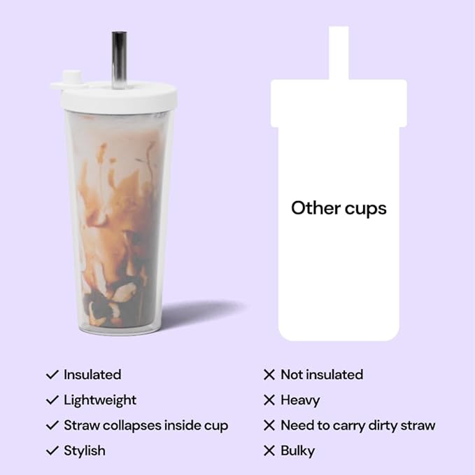 Dodoko Reusable Boba/Bubble Tea Cup - 17 oz with Lid & Straw; Cold Coffee/Smoothie Cup to Go - Breeze Blue