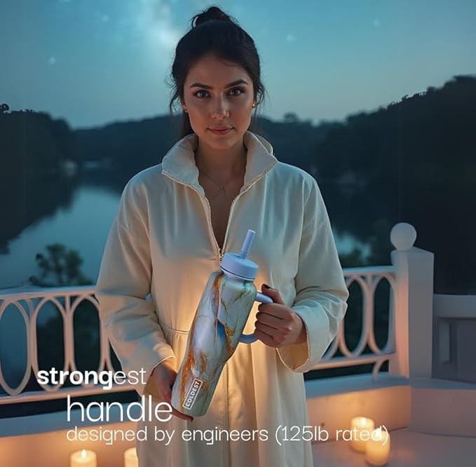 Coldest 40 oz Tumbler with Handle and Straw - 100% Leak Proof Insulated Tumbler with Lid and Straw (3 Lids) - Stainless Steel Tumblers for Women & Men - Cup Holder Friendly Base, 46 oz (Morning Mist)