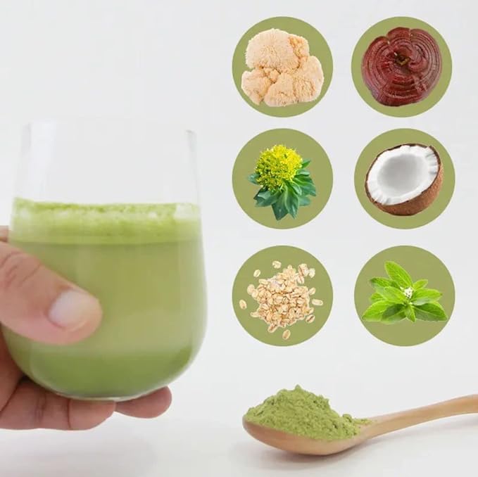 Nourishment Rituals Authentic Matcha Super Latte Ashwagandha Lion's Mane Reishi Cordyceps Made with Ceremonial Grade Organic Matcha Green Tea Powder Net weight 260g (2-Pack)