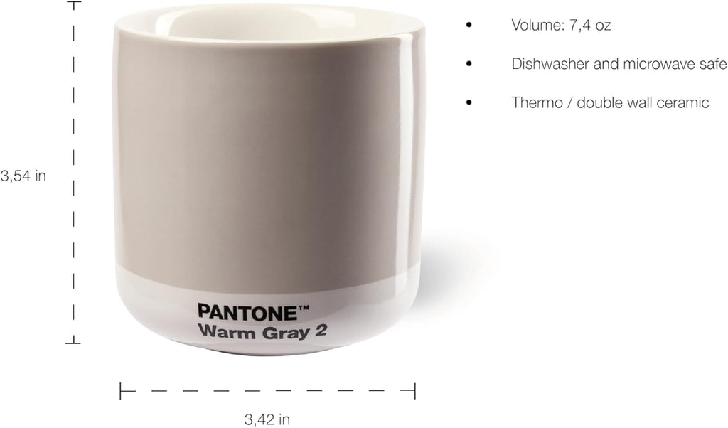 Copenhagen Design Pantone Latte Cup - Double Wall Thermo - Cappuccino Handleless Mug - 7.44oz/220ml, Orange 021