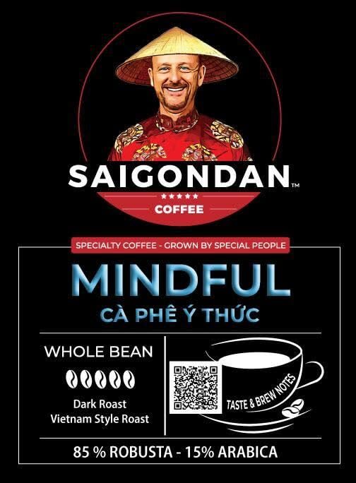 Vietnamese Coffee Beans - Saigondan Mindful | Dark Roast | Vietnamese Robusta & Arabica Blend | Vietnamese Single Origin | Roasted in Small Batch | Direct Trade | No Preservatives | 12 Oz