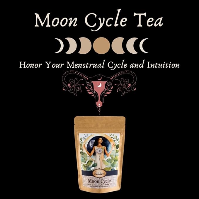 Organic Moon Cycle Herbal Tea for Period Support, Herbal Supplement to Bring Hormonal Harmony to Your Feminine Cycle with Mugwort, Red Raspberry Leaf, Chamomile, 3 oz Bag