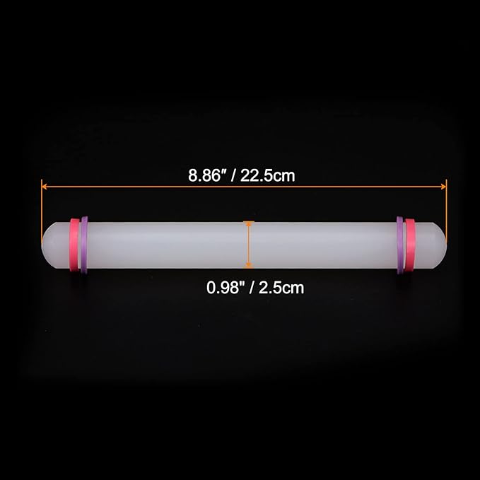 HARFINGTON 2pcs Fondant Rolling Pin 9 Inch x 0.98 Inch Adjustable Guide Rings Non-Stick PP Plastic Fondant Roller Dough Roller Kitchen Decorating Tools for Cookie Pastry Pizza Clay