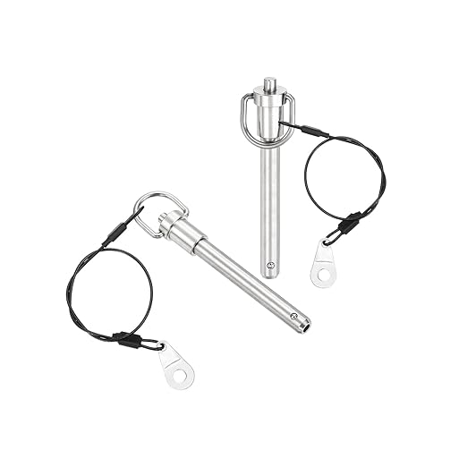 uxcell 1 Pcs Quick Release Pin, 3/8" x 2.52"(Dia. x L) Push-Button Ball Locking Pin 304 Stainless Steel Ring Handle Locking Pin with Wire for Audio Bimini Top Marine, Silver