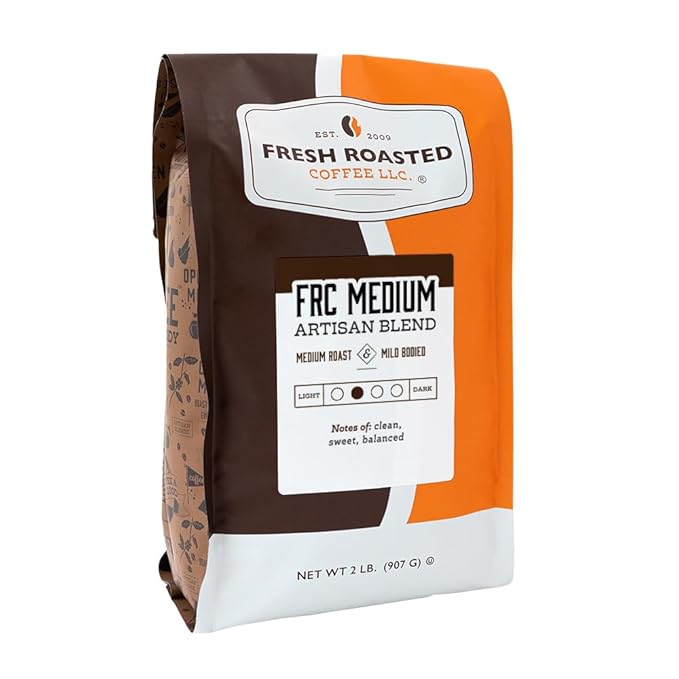 Fresh Roasted Coffee, FRC Medium Roast Blend, 2 lb (32 oz), Kosher, Whole Bean