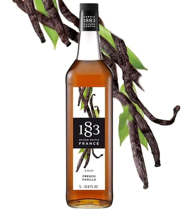 1883 Coffee Syrup, French Vanilla Syrup for Drinks, Made in France, 1 Liter Plastic Bottle