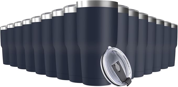 30oz Stainless Steel Travel Mug with Lid, 16 Pack Double Wall Vacuum Insulated Bulk Tumbler, Powder Coated Coffee Cup Suitable for Vehicle Cup Holders