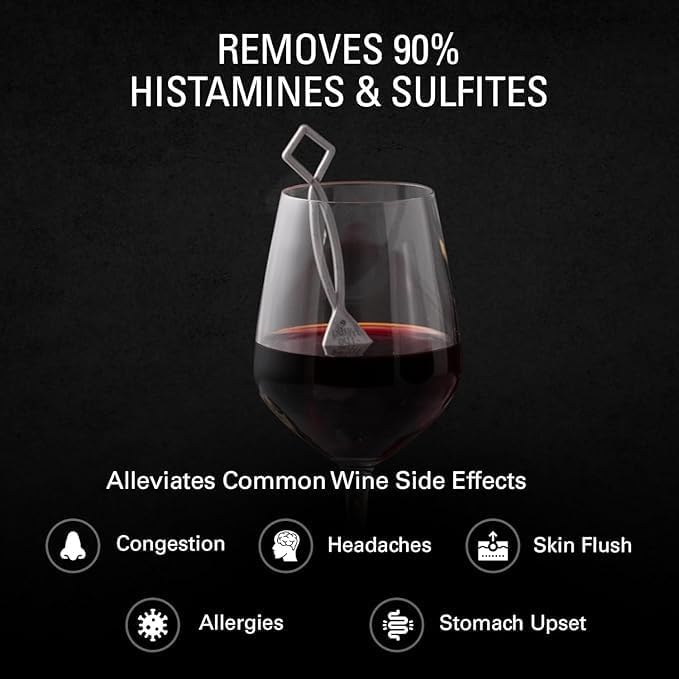 PureWine Wine Wands Purifier, 48 Wine Filters Remover Histamines Sulfite - May Reduce and Alleviate Wine Allergies & Sensitivities - Restores Taste, Perfect Wine Pourer, Gifting, Holiday (48 Pack)