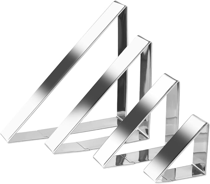 Triangle Cookie Cutter Set 45/90 Degree Stainless Steel Half Square Right Angle Triangle Geometric Frame Plaque Cookie Cutters Shapes Molds - 1 Inch Depth (4 Sizes)