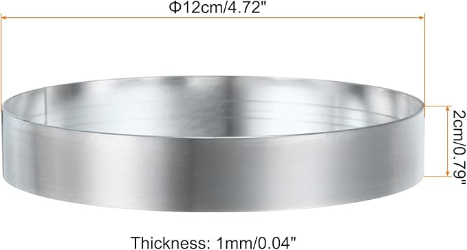 HARFINGTON Round Cake Ring 4.72 x 1 Inch Seamless Stainless Steel Pastry Mousse Dessert Ring Mirror Coating for Baking Cooking English Muffins Crumpet Making Tool