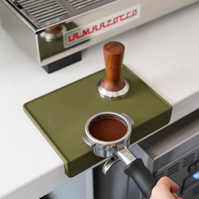 watchget Espresso Tamping Mat, Coffee Tamper Mat, Olive Silicone Food Grade Pad, 8Inch X 6Inch Coffee Tamp Station, Espresso Accessory, Waterproof and Heat Resistant