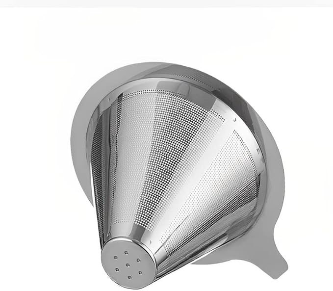 TQEONKL Pour Over Coffee Dripper,Paperless Reusable Coffee Filter,Metal Cone Reusable Single Cup Coffee Maker (2-4 cups)