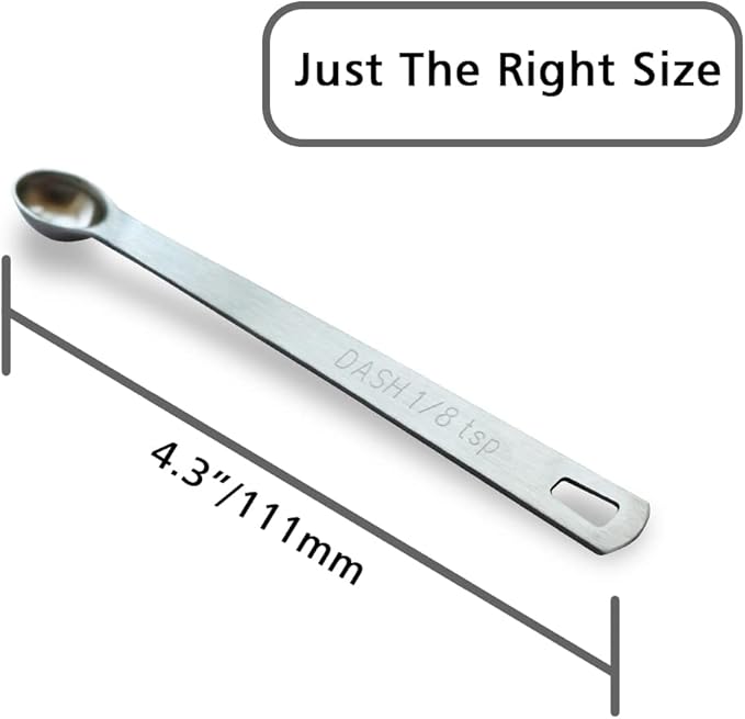 1PCS 1/8 Teaspoon(1/8tsp, 0.625 ml, Dash) Single Tiny Measuring Spoon, Small Individual Stainless Steel Measure Spoons Only