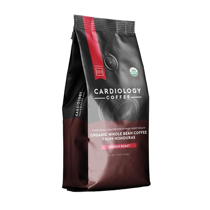 Cardiology Coffee – Whole Bean Coffee – USDA Certified Mold-Free 12oz Premium Medium Roast Organic Coffee Beans with Antioxidant Benefits – Perfect for Heart Healthy Lifestyle