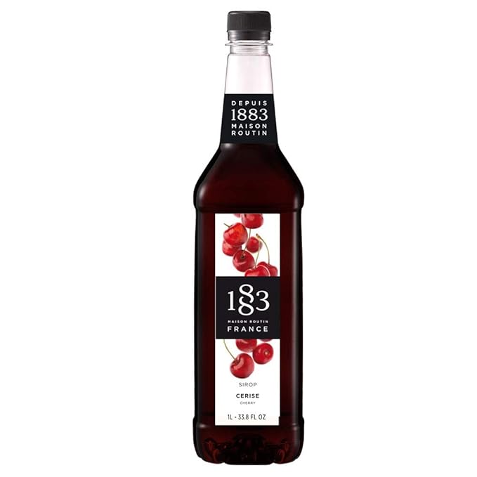 1883 Cherry Syrup for Drinks, Made in France, 1 Liter Plastic Bottle