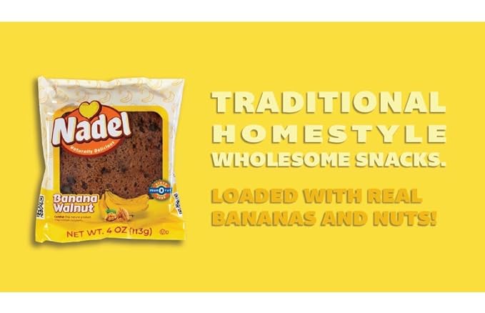 Nadel - Naturally Delicious Sweet Breads Variety Pack (Banana Walnut, Cappuccino Chocolate Chip, Carrot Walnut, Zucchini Walnut). (24 Pack, 6 Breads Per Flavor)