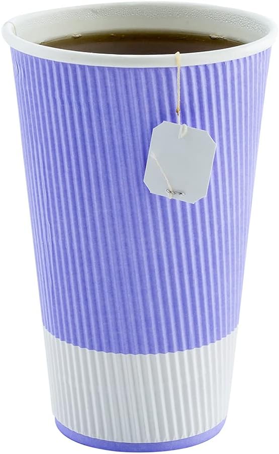 Restaurantware 16 Ounce Double Wall Disposable Coffee Cups, 500 Insulated Light Purple Paper Tumblers with Ripple Wall Design, Lids Sold Separately for Hot Drinks like Tea, Hot Chocolate and More