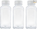 3 Pcs 8 Ounce Plastic Juice Bottles, Reusable Bulk Beverage Containers for Juice, Milk and Other Beverages, White lid
