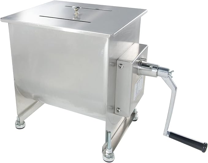 CMI Commercial Tilting Mixer Stainless Steel Manual Meat Mixers with Lid, 20Lb/10L Tilt Tank,(Mixing Maximum 15Lb for Meat),Sausage Mixer Machine Meat Processing Equipment