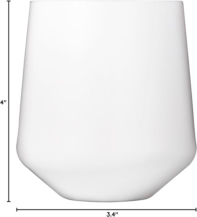 Drinique Unbreakable Stemless Wine Glasses (Set of 4) 12oz Tritan Plastic Stemless Glassware for Indoor or Outdoor Use - White