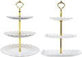 2 Pack of Large Plastic Dessert Stands, 3 Tier Cupcake Stand, 3 Tiered Serving Display Stand Reusable Pastry Dessert Tower Tray/Platter for Tea Party, Baby Shower and Wedding (White)