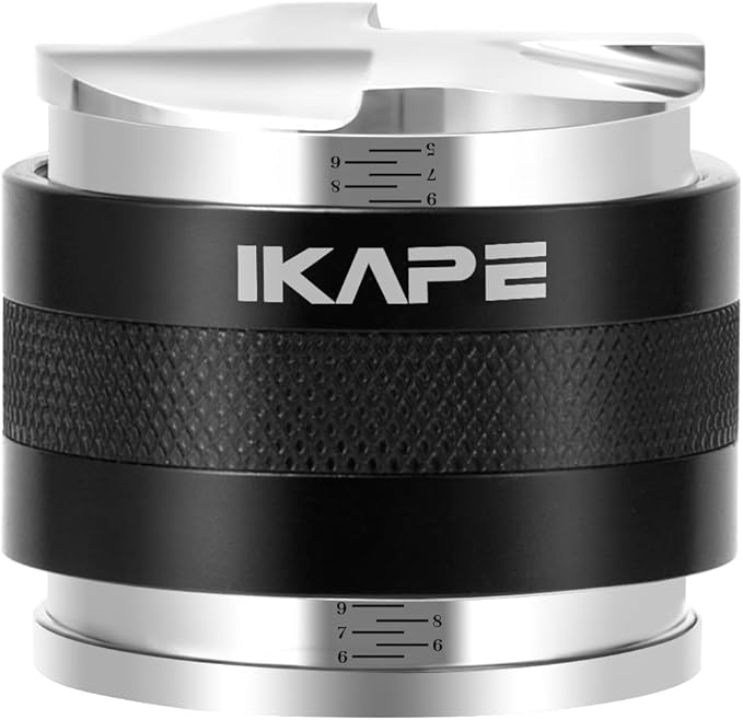 IKAPE Coffee Products, 58mm Coffee Distributor & Hand Tamper, Adjustable Depth Espresso Distributor Fits All 58mm Espresso Portafilter, Compatible with Rancilio, Gaggia Portafilter (Black)